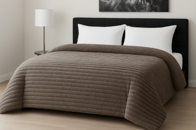 Κουβερτοπάπλωμα Flannel Comfort King 260x240εκ. Rib Mocca Le Blanc 7005226-10