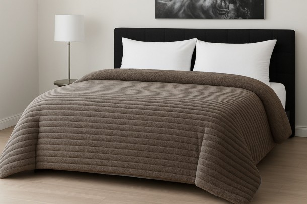Κουβερτοπάπλωμα Flannel Comfort King 260x240εκ. Rib Mocca Le Blanc 7005226-10