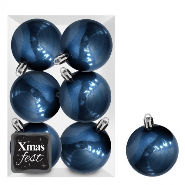 Σετ Μπάλες 6τμχ Περλέ Πετρόλ Δ6εκ. Xmas fest 93-3545