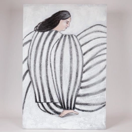 Πίνακας Καμβάς Γυναικεία Φιγούρα Λευκός-Μαύρο 60x3,8x90εκ. ESTHETI 812-20017