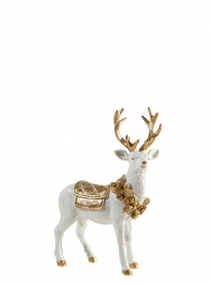 Χριστουγεννιάτικος Διακοσμητικός Τάρανδος Polyester Λευκός-Χρυσός 14,5x6,5x19εκ. Zen Collection 25.36.51902