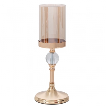 Κηροπήγιο Γυάλινο-Μεταλλικό Χρυσό 13,5x36εκ. iliadis 91774