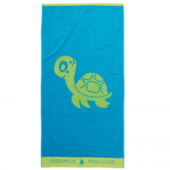 Πετσέτα Θαλάσσης Βαμβακερή 70x140εκ. Beach Towel 3763 Μπλε-Πράσινο Greenwich Polo Club Junior
