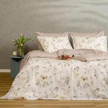 Σετ Σεντόνια Polycotton Υπέρδιπλα Με Λάστιχο 160x200+32εκ. Dolores Ash Casual Line Melinen 20004730