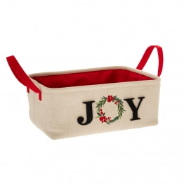 Χριστουγεννιάτικο Καλάθι Υφασμάτινο Εκρού 33x26x14εκ. iliadis 86183