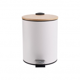 Καλάθι Απορριμμάτων Ανοξείδωτο-Bamboo Λευκό Essentials Estia 5lt 02-12731