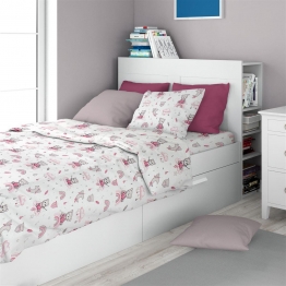 Σετ Σεντόνια 2τμχ Βαμβακερά Μονά 160x240εκ. Cloudy Bear 582 White-Pink Dimcol