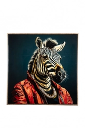 Πίνακας Καμβάς Ζέβρα Με Χρυσή Κορνίζα 62,5x2,8x62,5εκ. Zen Collection 24.14.50589