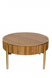 Τραπεζάκι Στρογγυλό Ξύλινο-Μεταλλικό Καφέ-Χρυσό 80x44εκ. Zen Collection 24.15.50070