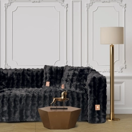 Ριχτάρι Γούνινο Faux Fur Διθέσιος 180x250εκ. Premium 3938 Μαύρο Greenwich Polo Club