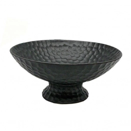 Διακοσμητική Πιατέλα Με Πόδι Κεραμική Μαύρη Art Et Lumiere 30x12εκ. 30514