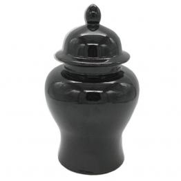 Διακοσμητικό Δοχείο Με Καπάκι Κεραμικό Μαύρο Art Et Lumiere 26x40εκ. 33038