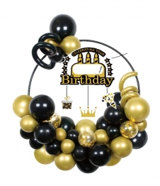 Σετ Μπαλόνια 49τμχ Celebrating Your Birthday Μαύρο-Χρυσό 2437468