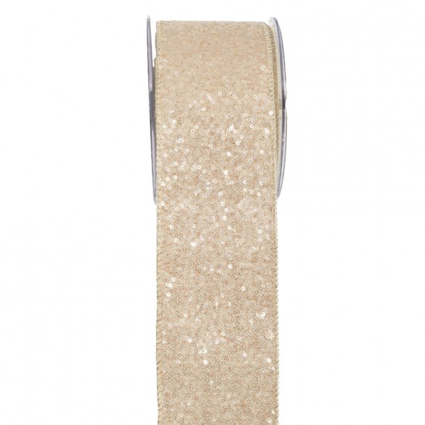 Χριστουγεννιάτικη Κορδέλα Shiny Rings 6,7εκ.-4,5μ. Μπεζ iliadis 20045