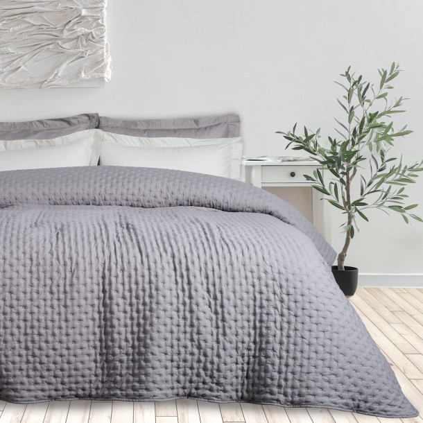Κουβερλί Microfiber King 240x250εκ. Happy 9630 Grey Das Home