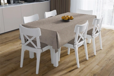 Σετ 2τμχ Τραπεζομάντηλο & Runner Polycotton Αλέκιαστο 140x220εκ.-40x220εκ. Houndstooth 473 Beige DimCol
