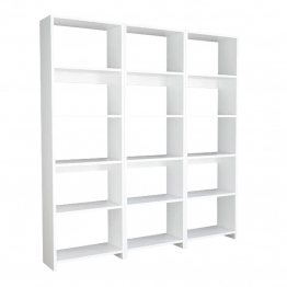 Βιβλιοθήκη Rabuku pakoworld σε λευκή απόχρωση 146x22x160εκ