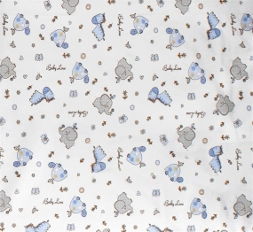 Πάνα Χασές Bebe Φανελένια 80x80εκ. Elephant 074 White-Sky Blue DimCol