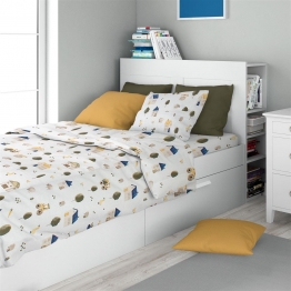Σετ Σεντόνια 3τμχ Βαμβακερά Μονά 160x240εκ. Village 579 White-Green Dimcol