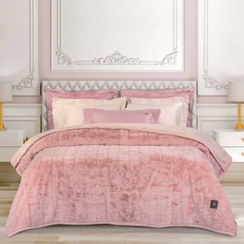 Κουβέρτα Faux Fur-Flannel Υπέρδιπλη 220x240εκ. Premium 3499 Salmon Greenwich Polo Club