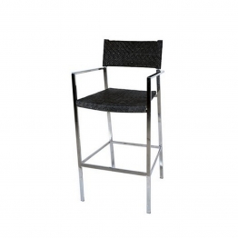 Σκαμπώ Μπαρ Rattan-Ανοξείδωτο Μαύρο 55x50x111εκ. MSA 20-19-860