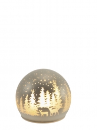 Χριστουγεννιάτικη Διακοσμητική Μπάλα Γυάλινη Με Led Ασημί 10x9,5εκ. Zen Collection 25.39.51815