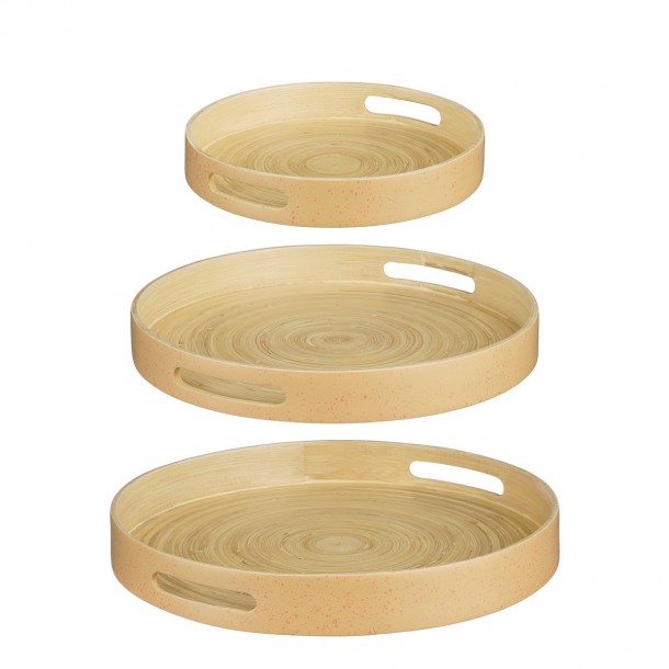 Δίσκος Σερβιρίσματος Σετ 3τμχ Bamboo Natural-Πορτοκαλί 40x5εκ.-35x4,5-25x4εκ. Mirian MSA 20-28-376