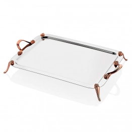 Δίσκος Σερβιρίσματος Ανοξείδωτος 18/10 Ασημί-Ροζ Χρυσό 40x22εκ. Oriana Ferelli