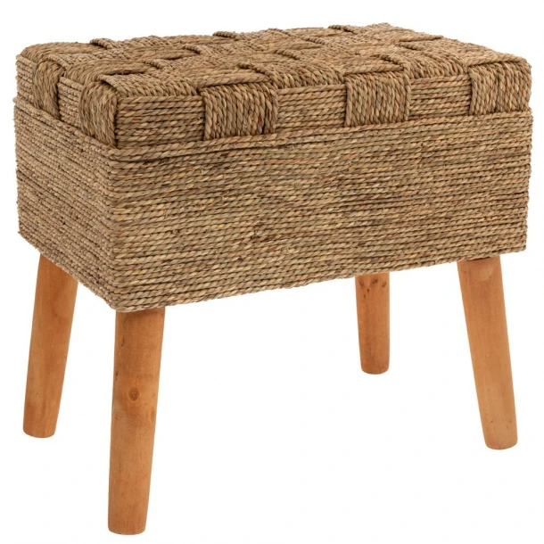 Σκαμπώ Πλεκτό-Ξύλινο Boho Καφέ 50,5x33x47εκ. iliadis 89282