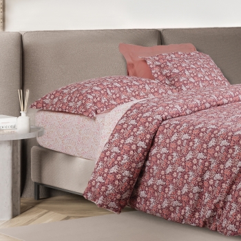 Σετ Σεντόνια Polycotton Υπέρδιπλα Με Λάστιχο 170x200+35εκ. Casual 5433 Bordeaux-Nude Das Home