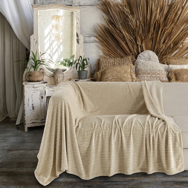 Ριχτάρι Flannel Τριθέσιου 170x300εκ. Enzo Beige Melinen 20003809