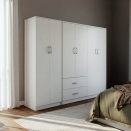 Ντουλάπα εξάφυλλη Lego Ι pakoworld λευκή 200,5x42x180εκ