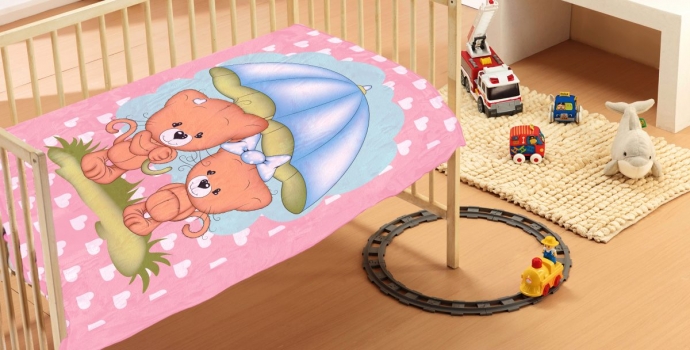 Κουβέρτα Κούνιας Βελουτέ 110x140εκ. Rainy Bears 06 Pink DimCol