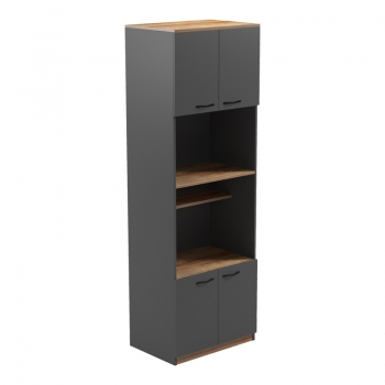 Ντουλάπα κουζίνας Rowan pakoworld σε oak-ανθρακί απόχρωση 60x42x182εκ