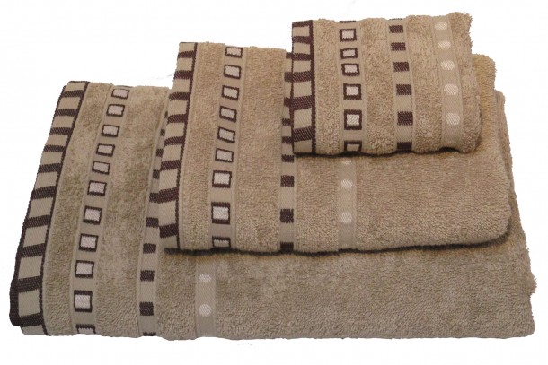 Σετ Πετσέτες 3τμχ Βαμβακερές Ζακάρ Beige Komvos Home 7000014-9