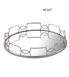 Δίσκος Σερβιρίσματος Στρογγυλός Αλουμινίου Ασημί Με Καθρέπτη Φ40,5x7εκ. Capolavoro 21.000.1112