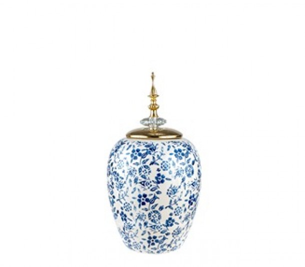 Βάζο Κεραμικό Με Καπάκι Χρυσό-Μπλε 17,5x32,5εκ. Zen Collection 24.12.50662