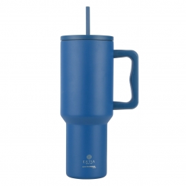 Θερμός Ανοξείδωτος Straw Tumbler XL 14,5x10x26εκ.-1200ml Denim Blue Save The Aegean Estia 01-32234