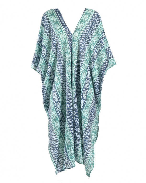Καφτάνι-Φόρεμα Βαμβακερό Μπλε-Πράσινο ble One Size 5-41-843-0043