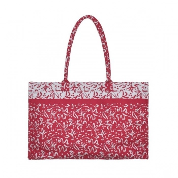 Τσάντα Θαλάσσης Polycotton Λευκή-Κόκκινη ble 5-42-304-0222