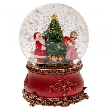 Χριστουγεννιάτικη Νερόμπαλα Polyresin Κόκκινη Με Μουσική 13,5x16,5εκ. iliadis 90515
