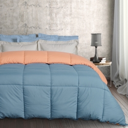 Πάπλωμα 2 Όψεων Microfiber Υπέρδιπλο 220x240εκ. Happy 9642 Μπλε-Τερακότα Das Home