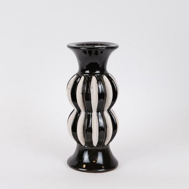 Κηροπήγιο Κεραμικό Μαύρο-Λευκό 11,8x28εκ. ESTHETI 752-25059