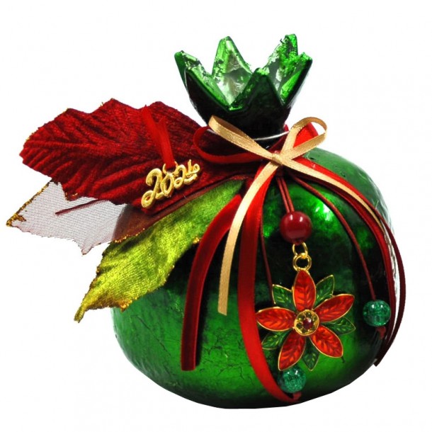 Χριστουγεννιάτικο Διακοσμητικό Ρόδι Γυάλινο Πράσινο Royal Art 14εκ. KAT20/7/14GR