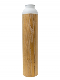 Βάζο Μεταλλικό Λευκό-Καφέ 16x16x70εκ. Zen Collection 24.6.49682