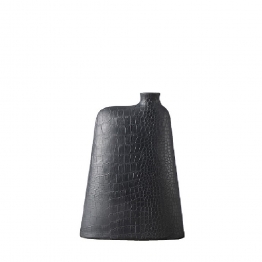 Βάζο Ανάγλυφο Polyresin Μαύρο-Ανθρακί 22x7x30εκ. ESPIEL FIK302