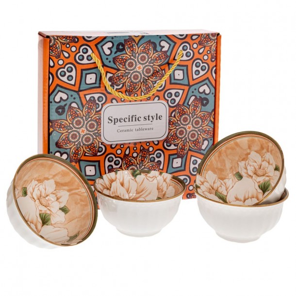 Μπωλ Κεραμικό Σετ 4τμχ Κρεμ 11x6εκ. iliadis 91911