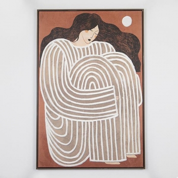 Πίνακας Καμβάς Με Πλαίσιο Γυναικεία Φιγούρα Μπεζ-Καφέ-Εκρού 82,6x122,6εκ. ESTHETI 755-12189