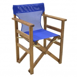 Καρέκλα-πολυθρόνα σκηνοθέτη Retto pakoworld μασίφ ξύλο οξιάς καρυδί-πανί μπλε