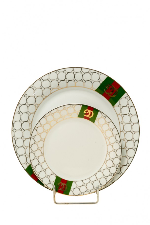 Σετ Πάστας 7τμχ Πορσελάνης Πράσινο-Χρυσό Zen Collection 22.26.48106